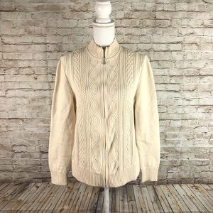 St. John sport full zip cream cardigan size M